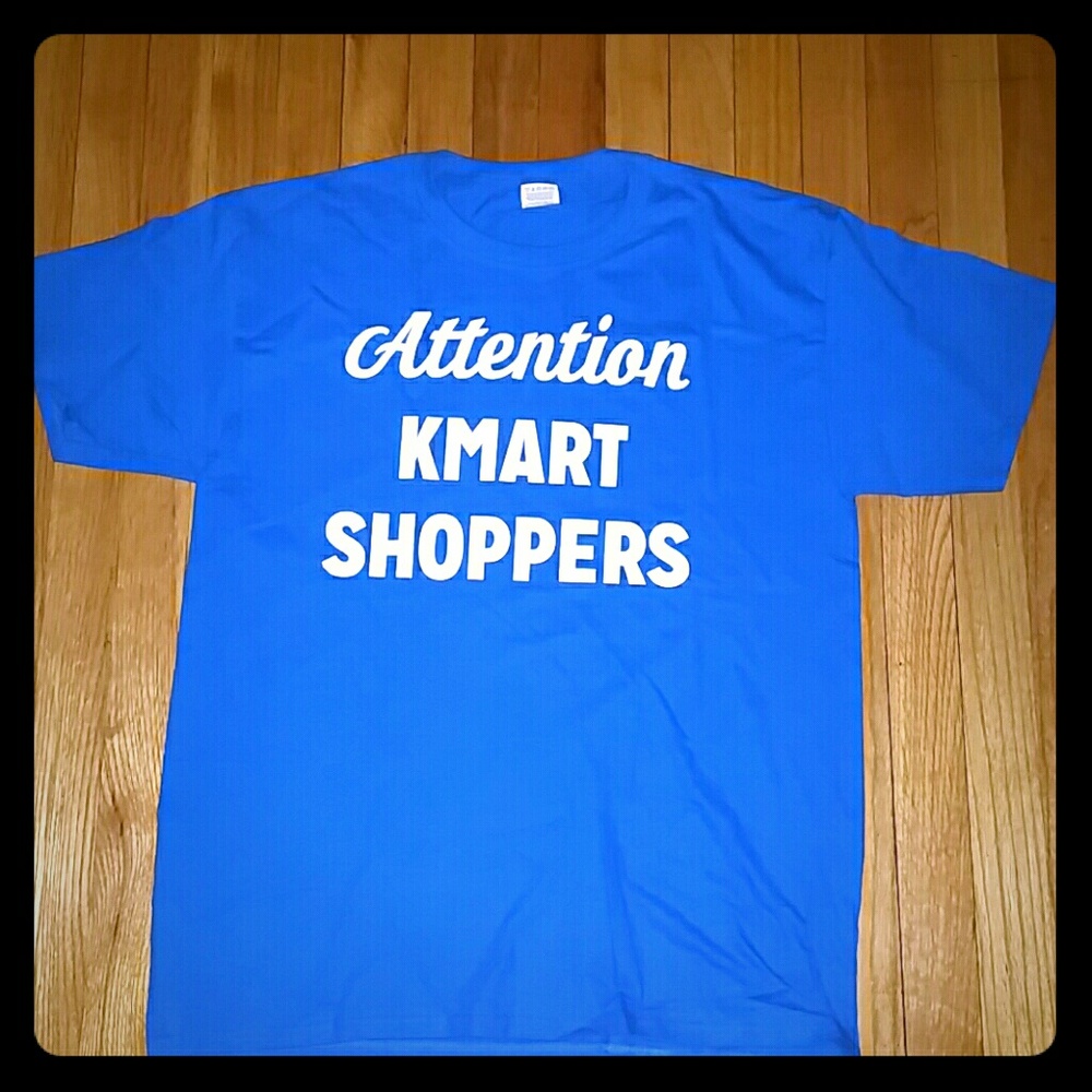 Attention Kmart Shopper T-Shirt Large Blue